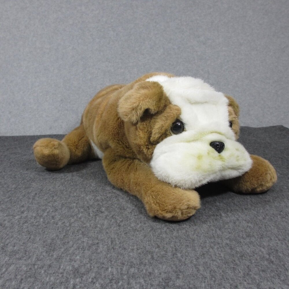 Mervyn Floppy Friends Bulldog 22 in Plush Puppy Dog Brown White Laying